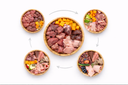 comida natural para perros en un bol con ingredientes frescos y saludables